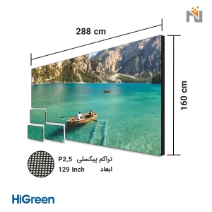 پکیج ویدئو وال LED با ابعاد ۲۸۸ در ۱۶۰ سانتی‌متر با تراکم پیکسی p2.5