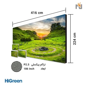 پکیج ویدئو وال LED با ابعاد ۴۱۶ در ۲۲۴ سانتی‌متر و تراکم پیکسلی P2.5
