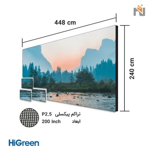 پکیج ویدئو وال LED با ابعاد ۴۴۸ در ۲۴۰ سانتی‌متر با تراکم پیکسلی P2.5