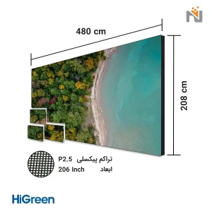 پکیج ویدئو وال LED با ابعاد ۴۸۰ در ۲۰۸ سانتی‌متر و تراکم پیکسلی P2.5