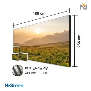 پکیج ویدئو وال LED با ابعاد ۴۸۰ در ۲۵۶ سانتی‌متر و تراکم پیکسلی P2.5